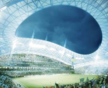 Couverture du Vélodrome : un complexe métallo-textile de 6 000 t portée par 4 poteaux